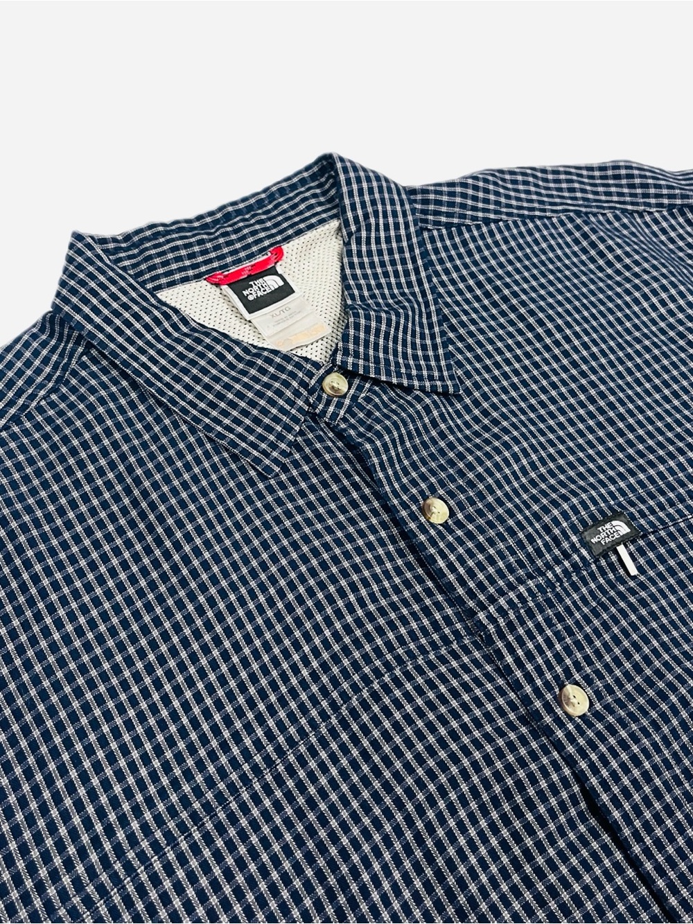 The North Face Men’s XL Navy Grid Button-Down Long Sleeve Shirt